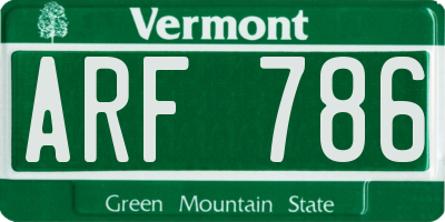 VT license plate ARF786