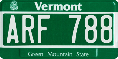 VT license plate ARF788