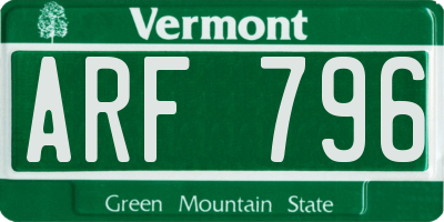 VT license plate ARF796