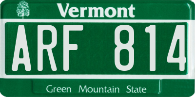 VT license plate ARF814