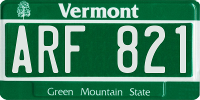 VT license plate ARF821