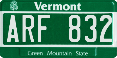 VT license plate ARF832