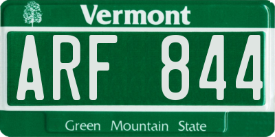 VT license plate ARF844