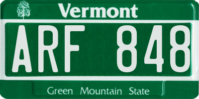 VT license plate ARF848