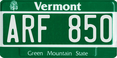 VT license plate ARF850