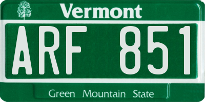 VT license plate ARF851
