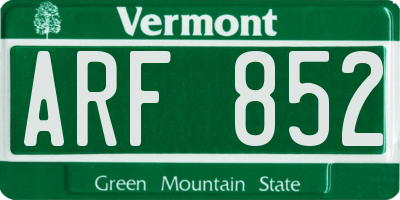 VT license plate ARF852