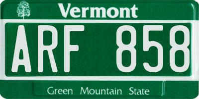 VT license plate ARF858