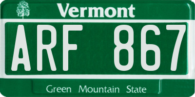 VT license plate ARF867