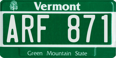 VT license plate ARF871