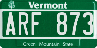 VT license plate ARF873