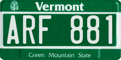 VT license plate ARF881