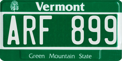 VT license plate ARF899