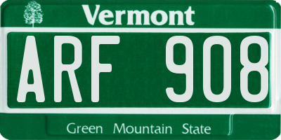 VT license plate ARF908