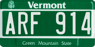 VT license plate ARF914