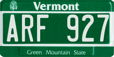 VT license plate ARF927