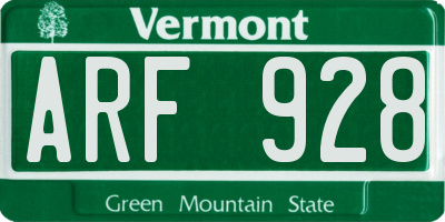 VT license plate ARF928