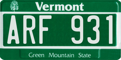VT license plate ARF931
