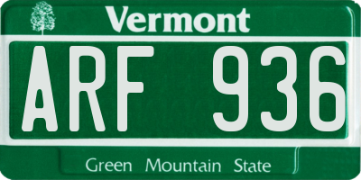 VT license plate ARF936