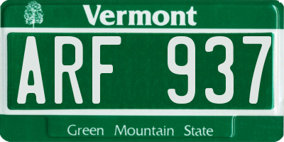 VT license plate ARF937