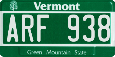 VT license plate ARF938