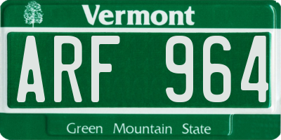 VT license plate ARF964