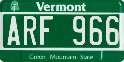 VT license plate ARF966