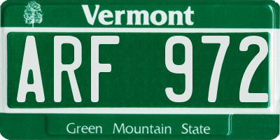 VT license plate ARF972