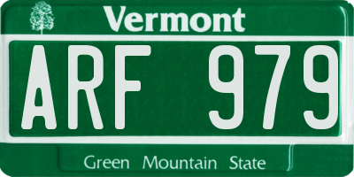 VT license plate ARF979