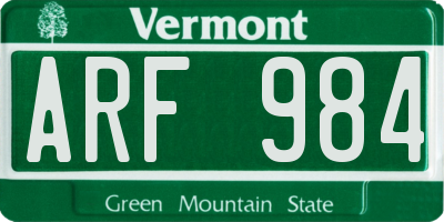 VT license plate ARF984