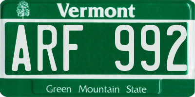 VT license plate ARF992