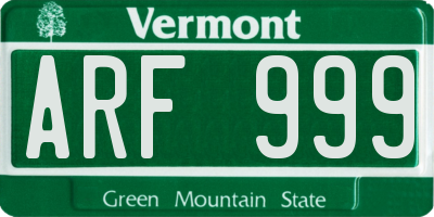 VT license plate ARF999