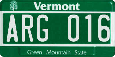 VT license plate ARG016