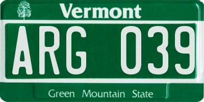 VT license plate ARG039