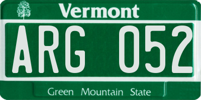 VT license plate ARG052