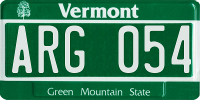 VT license plate ARG054