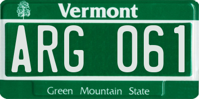 VT license plate ARG061