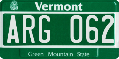 VT license plate ARG062