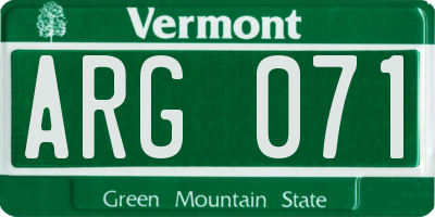VT license plate ARG071