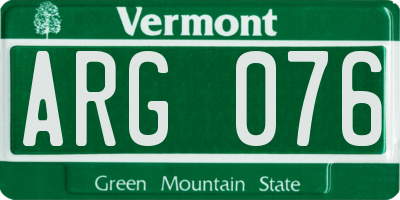VT license plate ARG076