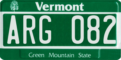 VT license plate ARG082