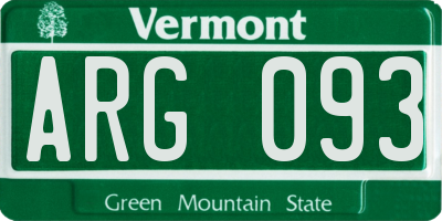 VT license plate ARG093