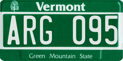 VT license plate ARG095