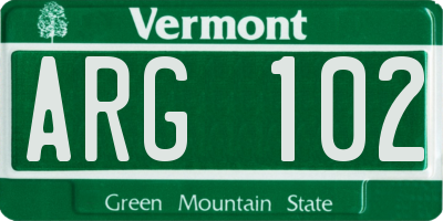 VT license plate ARG102
