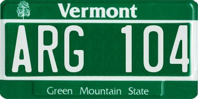 VT license plate ARG104