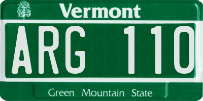 VT license plate ARG110