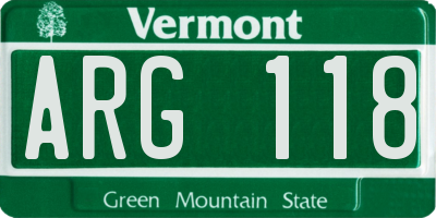 VT license plate ARG118