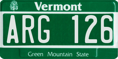 VT license plate ARG126