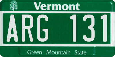 VT license plate ARG131