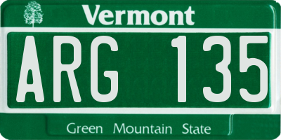 VT license plate ARG135